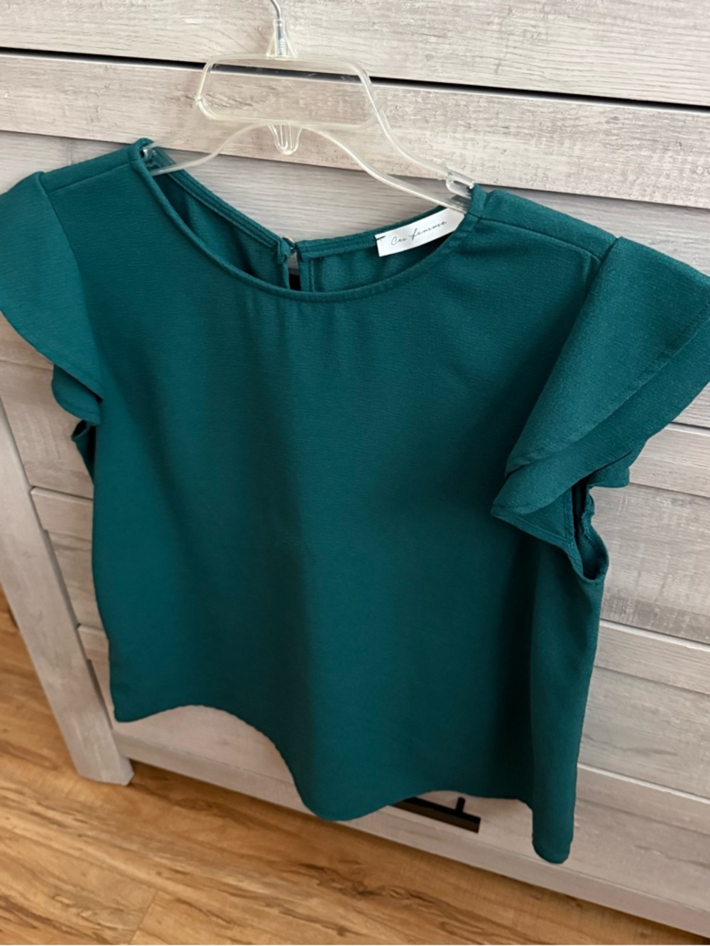 Ces Femme Teal Green Ruffle Sleeve Blouse